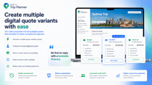 SURF AI Trip Planner helps Consultants create and compare multiple digital quote variants within a richer, customer-ready proposal experience